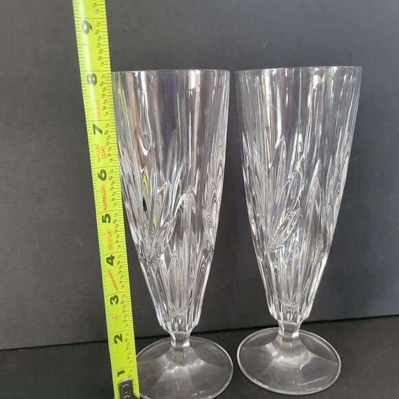 Set Of 2 Princess House Royal Highlights Crystal Pilsner Glasses - Picture 4 of 4